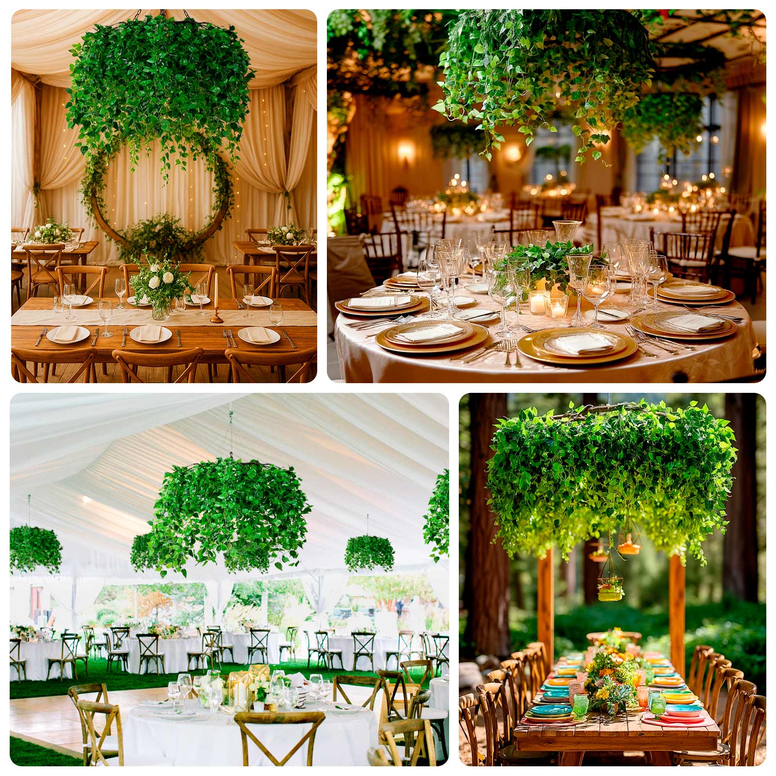 46" Green Artificial Eucalyptus Leaf Vines Ceiling Canopy, Round Draping Ivy Leaves Hanging Flower Chandelier With Interchangeable Branches