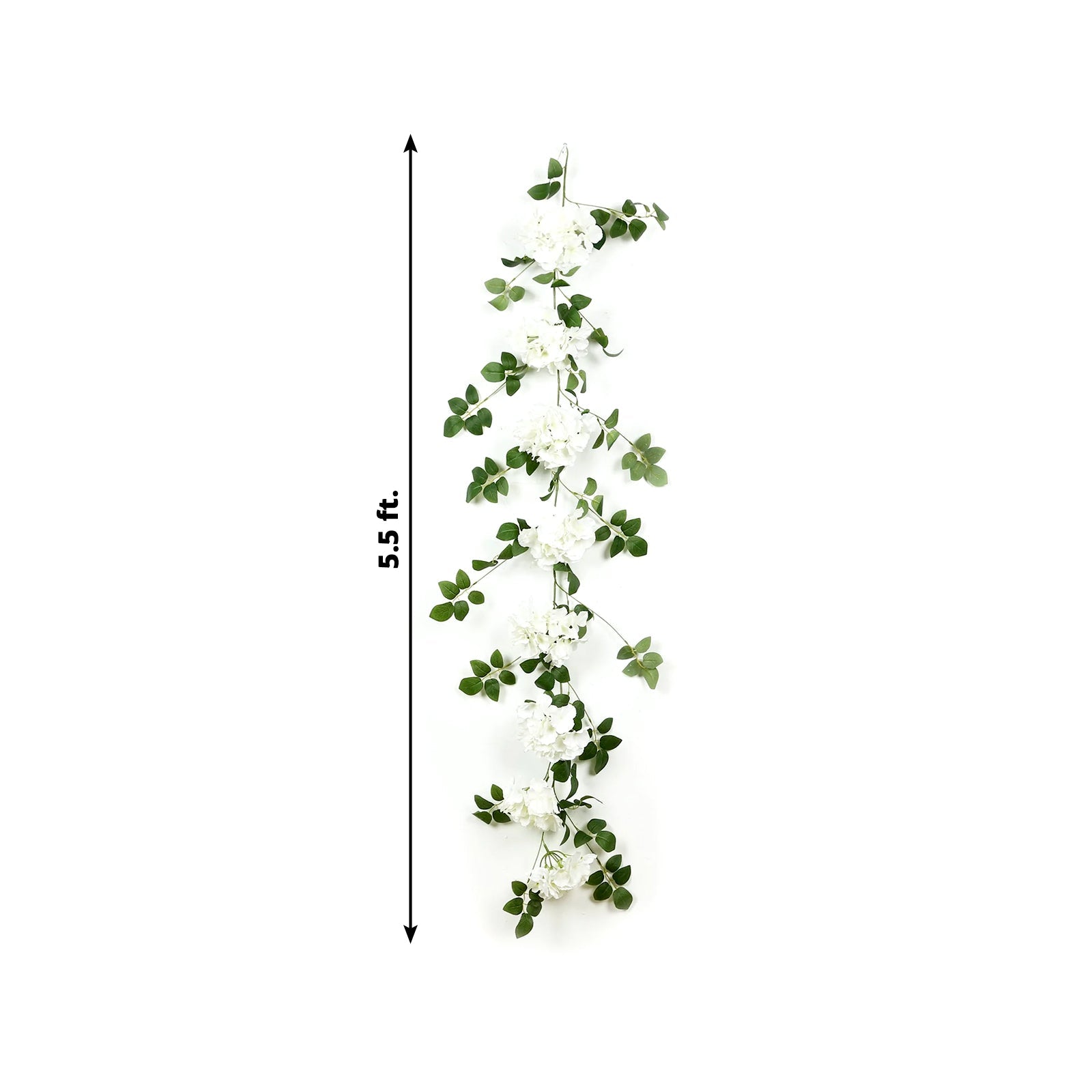 2-Pack Ivory Artificial Hydrangea Garland 5.5ft – Artificial Silk Floral Vine with Green Leaves