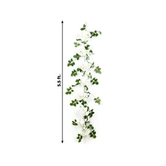2-Pack Ivory Artificial Hydrangea Garland 5.5ft – Artificial Silk Floral Vine with Green Leaves