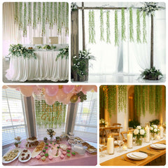 10 Pack Artificial Hanging Vines Weeping Willow Leaves with Stems, Fake Ivy Greenery Garland for Backdrop Wall Decor - 3.5ft