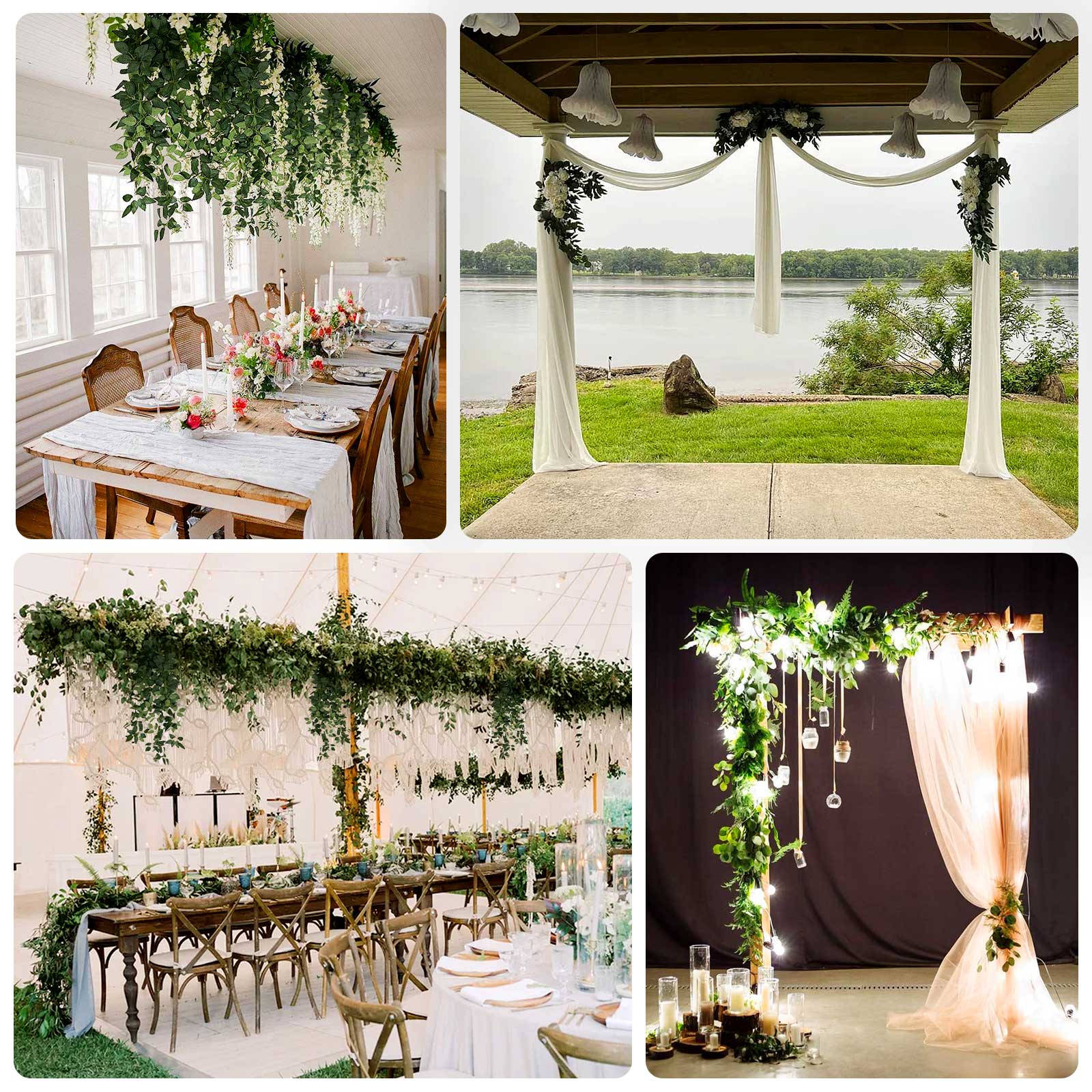 3-Pack Silk Rose Leaf Hanging Plants 40" – Realistic Artificial Greenery Vines for Home, Patio & Event Styling