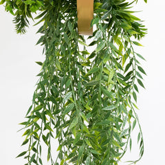 Faux Hanging Greenery with Gold Hoop Ceiling Decoration – Perfect for Tablescapes 38" Long