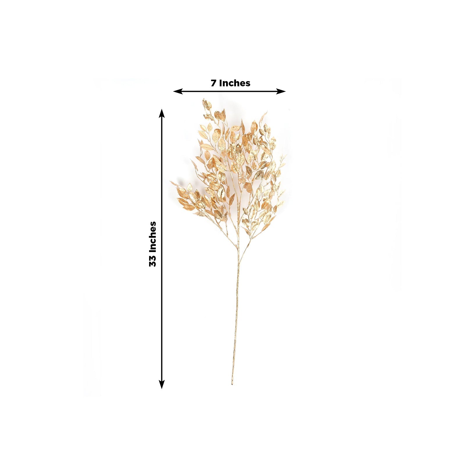 4 Pack Gold Metallic Artificial Leaf Sprays 33” – Italian Ruscus Branches Plastic Greenery for Decorative Arrangements