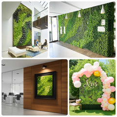 Artificial Greenery Wall Backdrop Panels, 40"×40" Grass Panels with Mixed Fern and Ivy Leaves, UV-Protected for Outdoor Use – 2 Panels, Covers 22 Sq. Ft.