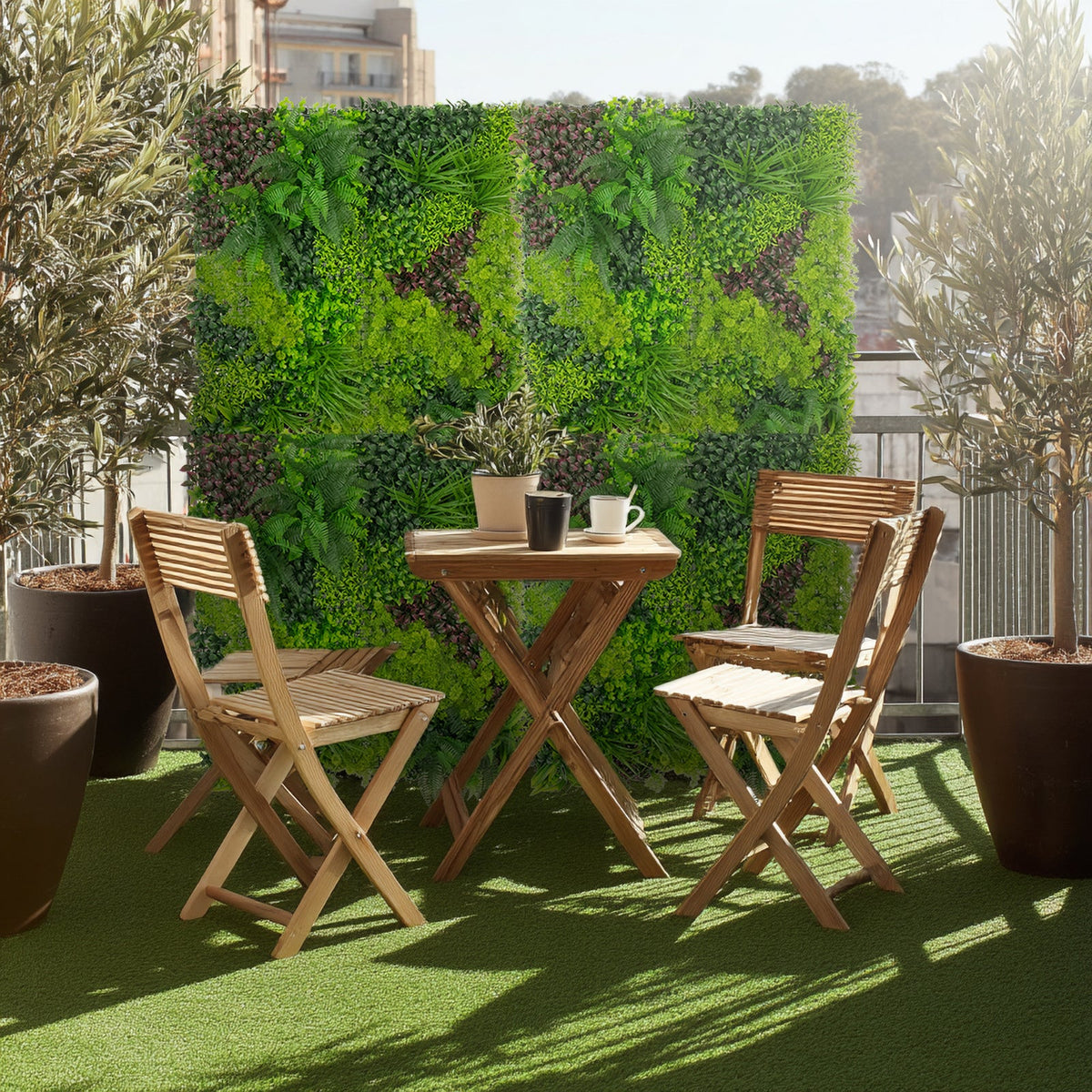 Artificial Greenery Wall Backdrop Panels, 40"×40" Grass Panels with Mixed Fern and Ivy Leaves, UV-Protected for Outdoor Use – 2 Panels, Covers 22 Sq. Ft.