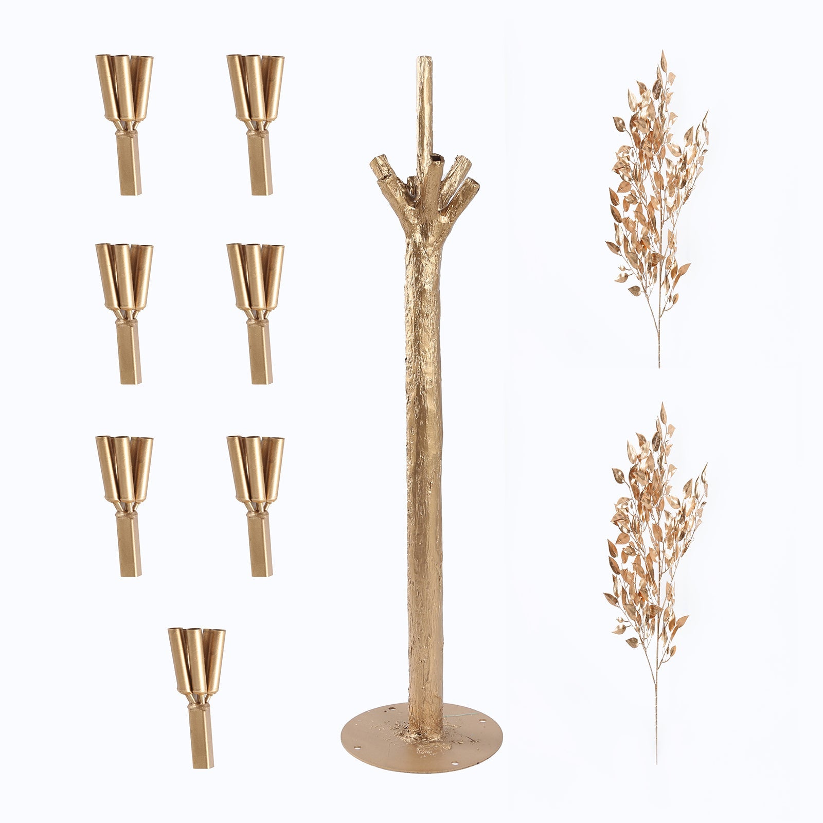 5ft Golden Faux Leaf Trees with Natural-Look Trunks – Floor Décor for Venues & Events