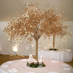 5ft Golden Faux Leaf Trees with Natural-Look Trunks – Floor Décor for Venues & Events