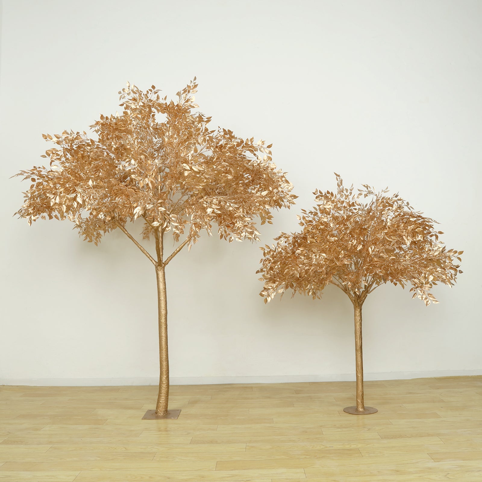 7ft Golden Faux Leaf Trees with Natural-Look Trunks – Floor Décor for Venues & Events