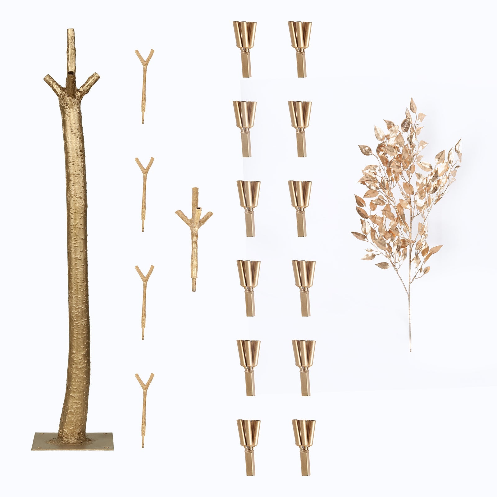 7ft Golden Faux Leaf Trees with Natural-Look Trunks – Floor Décor for Venues & Events