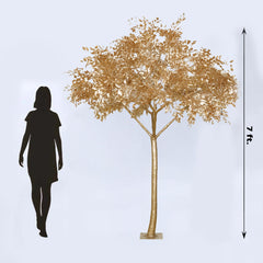 7ft Golden Faux Leaf Trees with Natural-Look Trunks – Floor Décor for Venues & Events