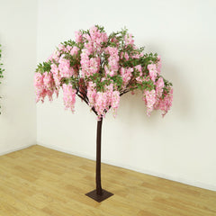 7ft Freestanding Blush Wisteria Artificial Tree – Cascading Silk Flower Display for Weddings & Events
