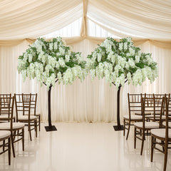 7ft Freestanding White Wisteria Artificial Tree – Cascading Silk Flower Display for Weddings & Events