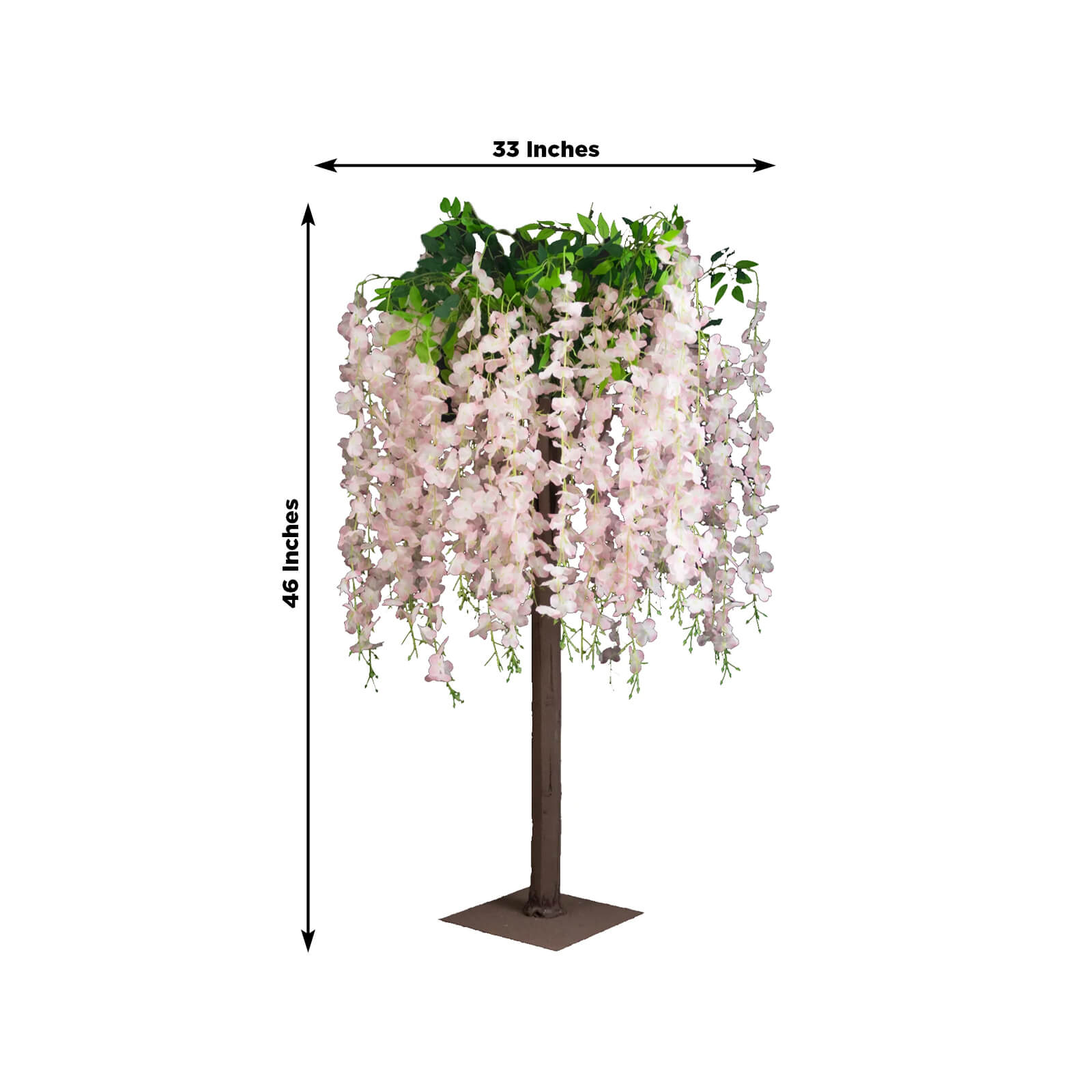 Blush Artificial Wisteria Tree – 4ft Cascading Silk Flowers with Natural Trunk for Weddings, Receptions & Event Centerpieces