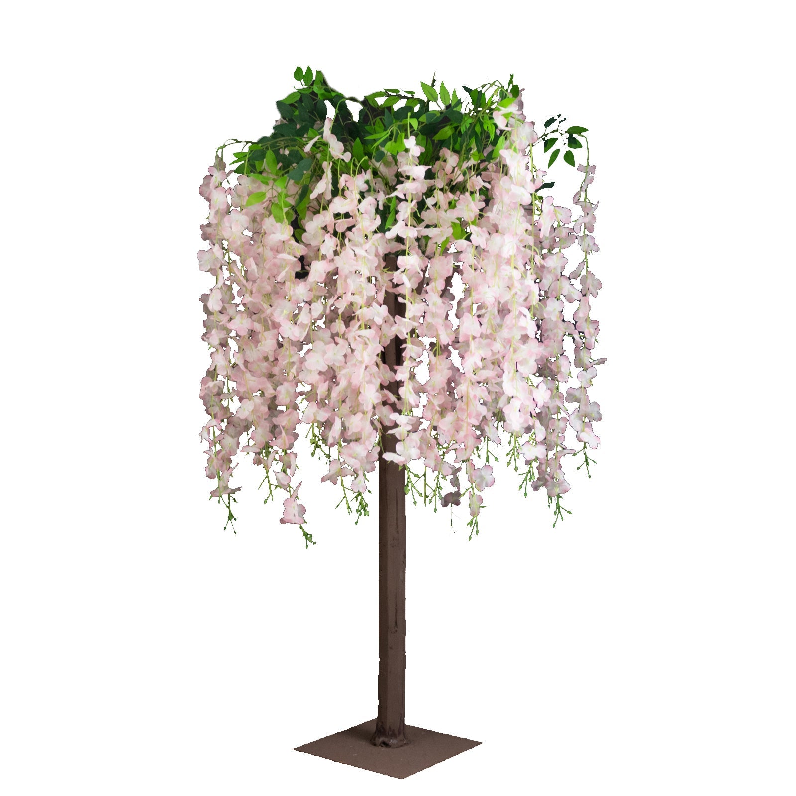 Blush Artificial Wisteria Tree – 4ft Cascading Silk Flowers with Natural Trunk for Weddings, Receptions & Event Centerpieces