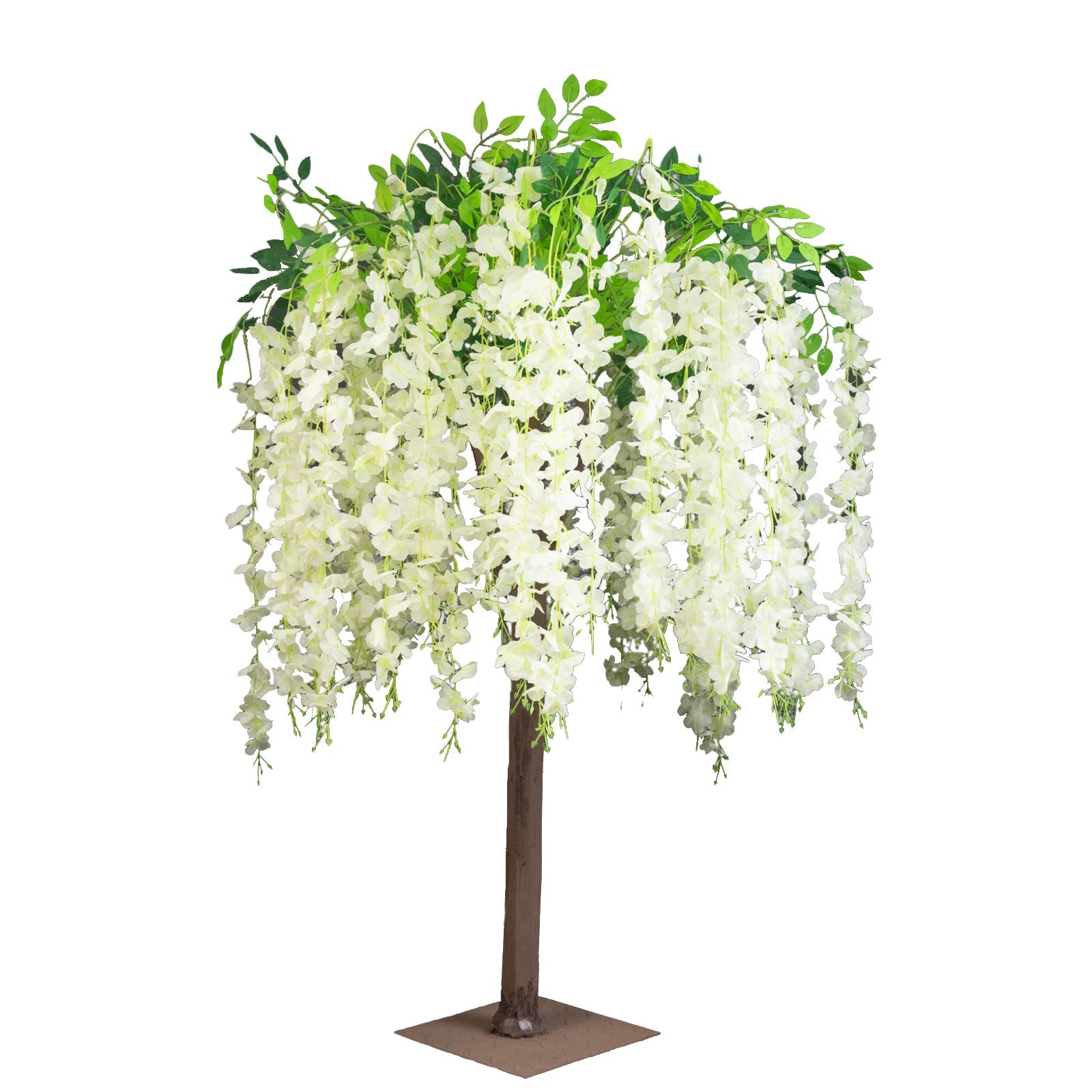 Cream Artificial Wisteria Tree – 4ft Cascading Silk Flowers with Natural Trunk for Weddings, Receptions & Event Centerpieces