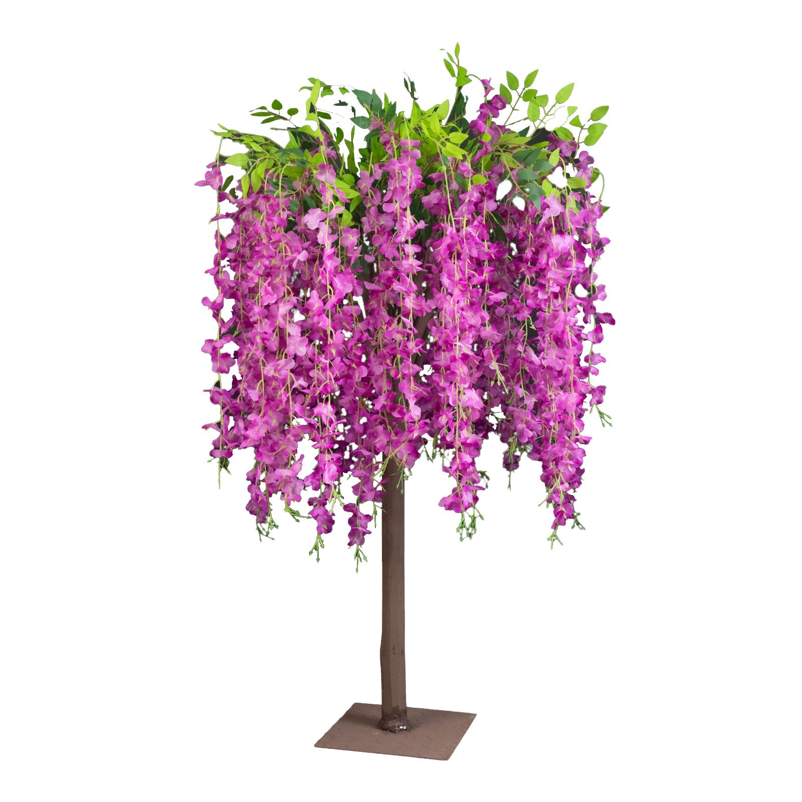 Lavender Lilac Artificial Wisteria Tree – 4ft Cascading Silk Flowers with Natural Trunk for Weddings, Receptions & Event Centerpieces