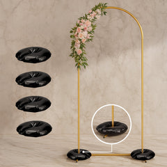 4 Pack 14" Black Water Bags – Heavy Duty Reusable PVC Fillable Base Weights for Balloon Columns & Arch Stand Support