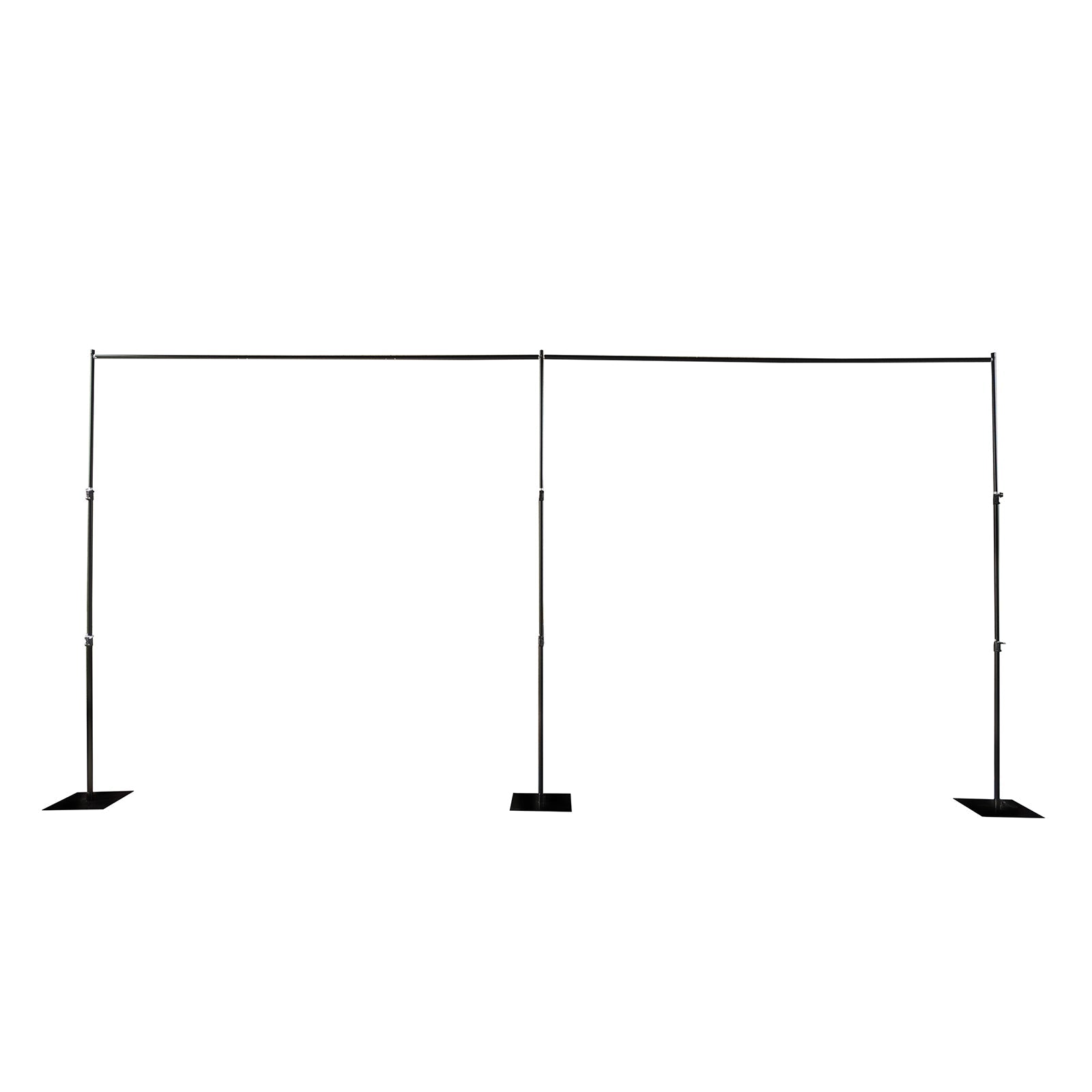 Black Heavy Duty Metal Backdrop Stand – 10ft x 20ft Pipe & Drape Adjustable Photography Background Stand with 3 Flat Steel Bases