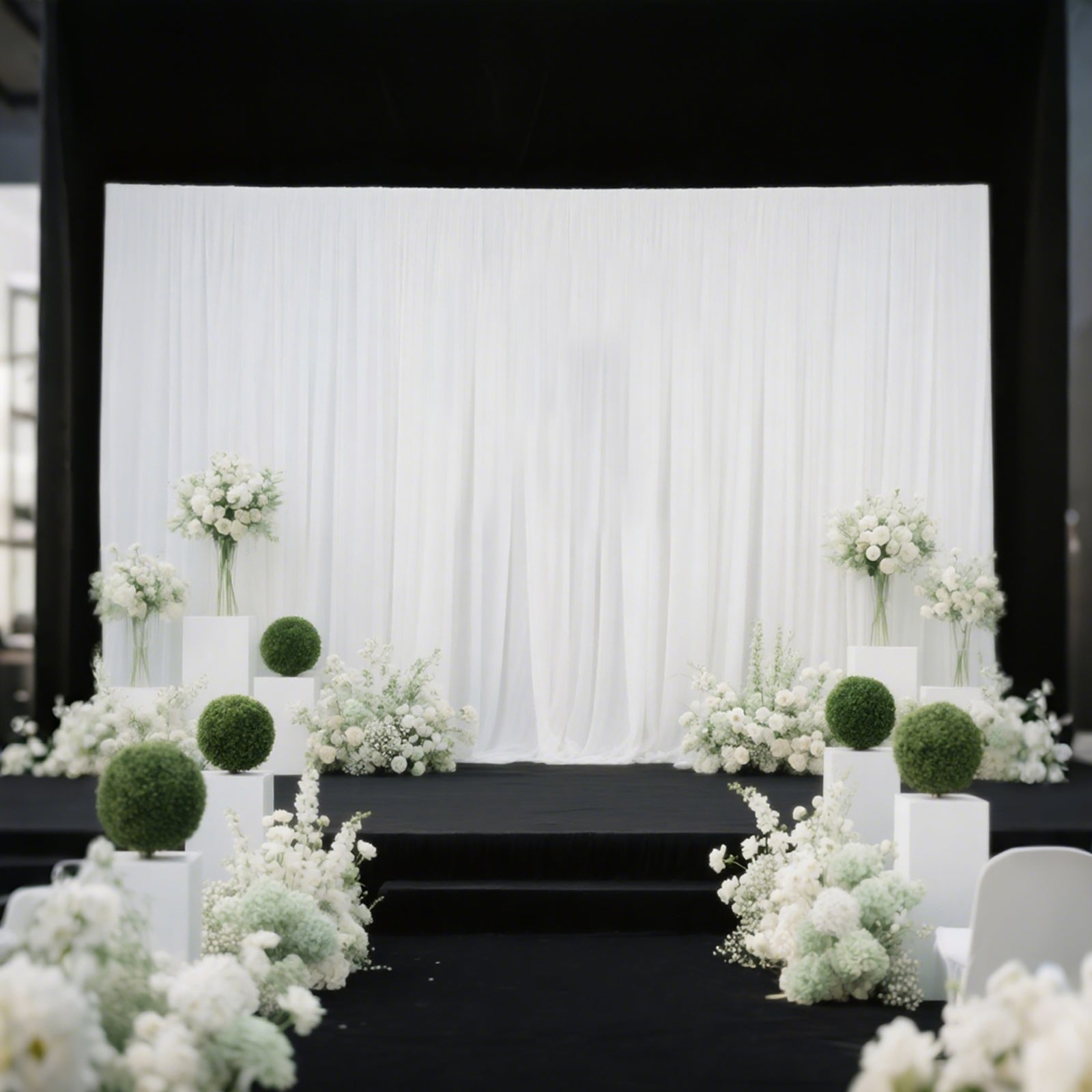 Black Heavy Duty Metal Backdrop Stand – 10ft x 20ft Pipe & Drape Adjustable Photography Background Stand with 3 Flat Steel Bases