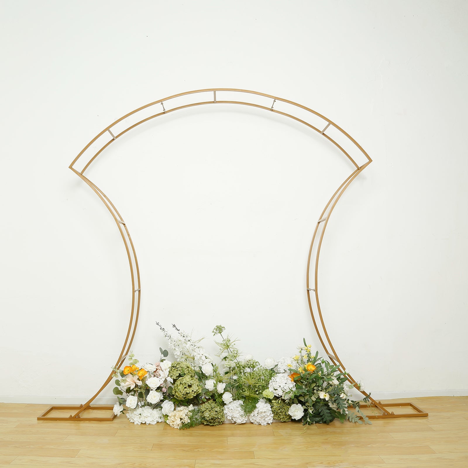 7ft Gold Double-Curved Metal Arch Frame – Backdrop, Balloon & Flower Arrangement Display Stand