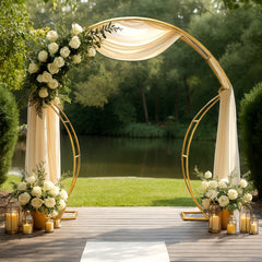 7ft Gold Double-Curved Metal Arch Frame – Backdrop, Balloon & Flower Arrangement Display Stand