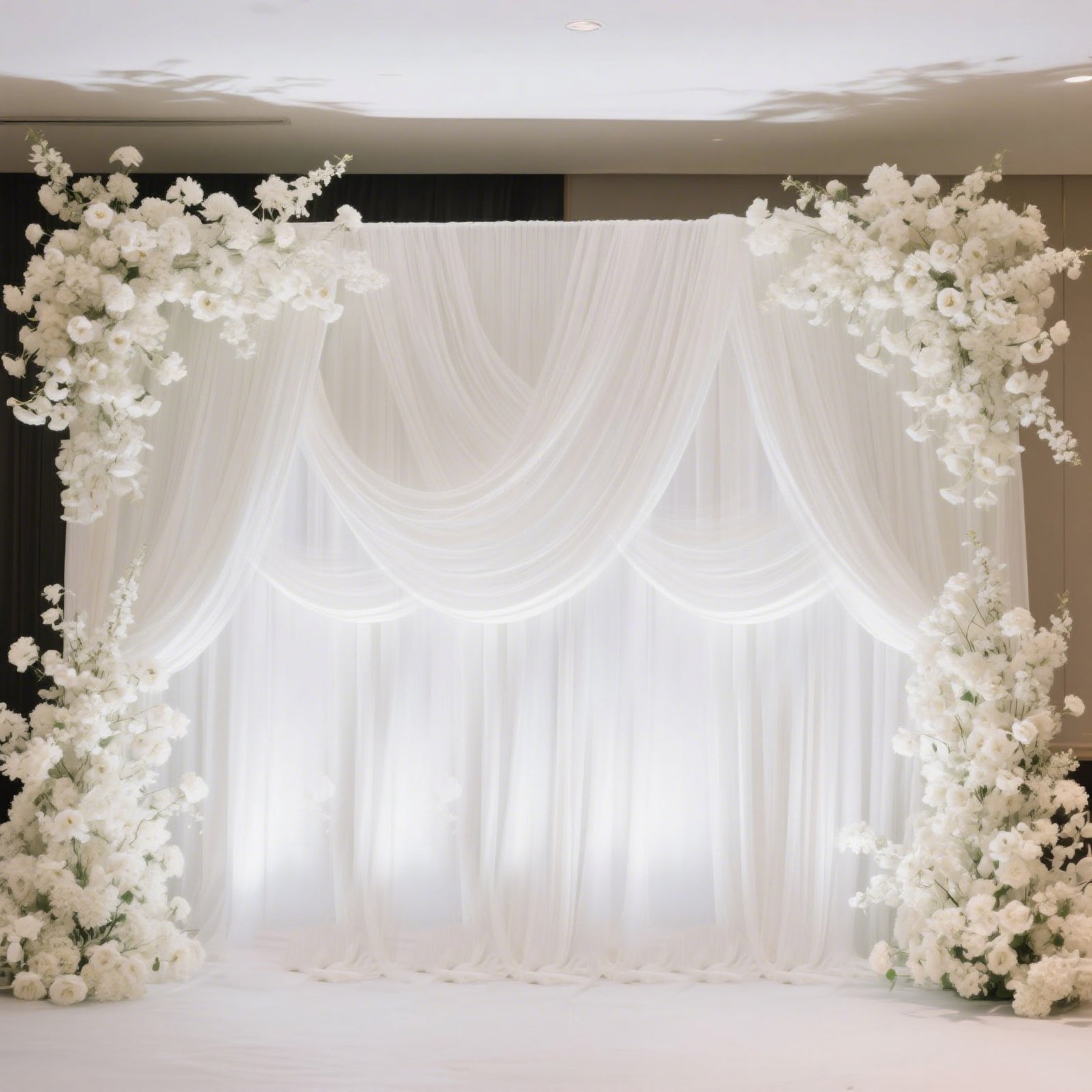 Adjustable Pipe and Drape Backdrop Stand with Double Cross Bars, Silver Aluminum Frame Support System 12ft x 12ft with Heavy Steel Bases