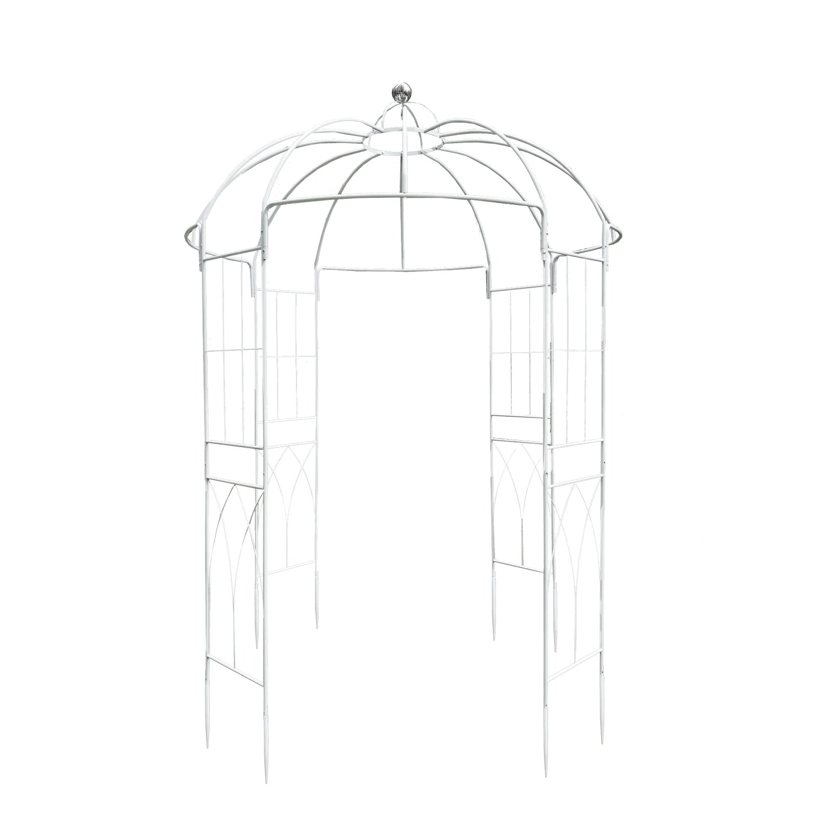 10ft White Metal Birdcage Ceremony Arch – Garden Gazebo Pergola Arbor Trellis for Outdoor Weddings, Vines & Flowers