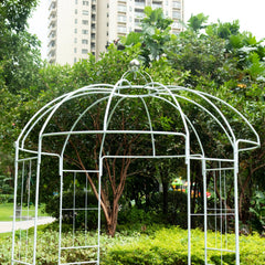 10ft White Metal Birdcage Ceremony Arch – Garden Gazebo Pergola Arbor Trellis for Outdoor Weddings, Vines & Flowers