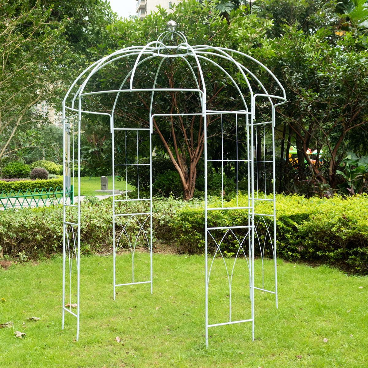 10ft White Metal Birdcage Ceremony Arch – Garden Gazebo Pergola Arbor Trellis for Outdoor Weddings, Vines & Flowers