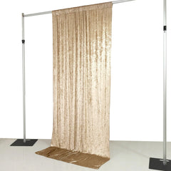 Beige Crushed Velvet Backdrop Curtain – 5ft x 10ft Event Drape with Rod Pocket, Privacy Panel for Photo Booths & Events