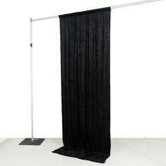 Black Crushed Velvet Backdrop Curtain – 5ft x 10ft Event Drape with Rod Pocket, Privacy Panel for Photo Booths & Events