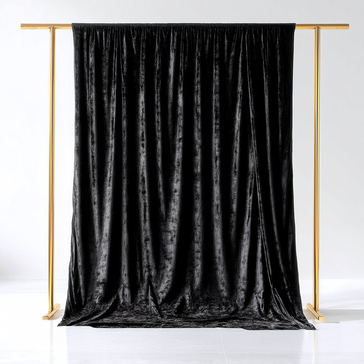 Black Crushed Velvet Backdrop Curtain – 5ft x 10ft Event Drape with Rod Pocket, Privacy Panel for Photo Booths & Events