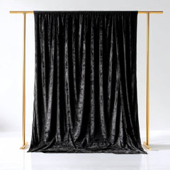 Black Crushed Velvet Backdrop Curtain – 5ft x 10ft Event Drape with Rod Pocket, Privacy Panel for Photo Booths & Events
