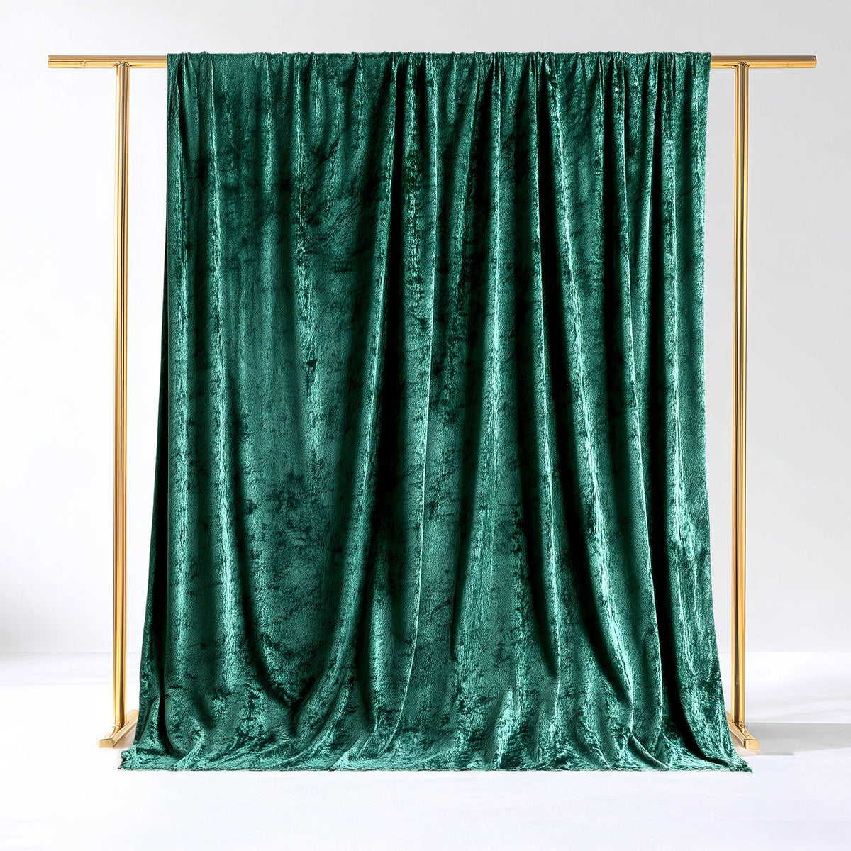 Hunter Emerald Green Crushed Velvet Backdrop Curtain – 5ft x 10ft Event Drape with Rod Pocket, Privacy Panel for Photo Booths & Events