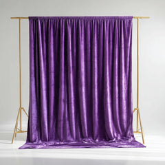 Purple Crushed Velvet Backdrop Curtain – 5ft x 10ft Event Drape with Rod Pocket, Privacy Panel for Photo Booths & Events