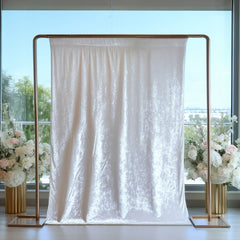 White Crushed Velvet Backdrop Curtain – 5ft x 10ft Event Drape with Rod Pocket, Privacy Panel for Photo Booths & Events