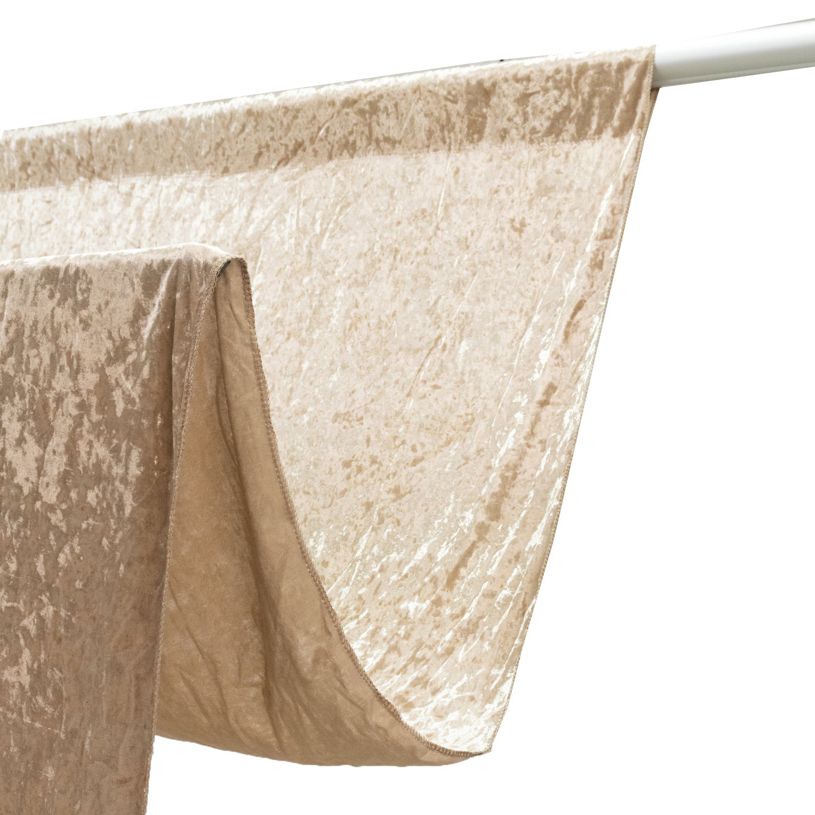 Beige Crushed Velvet Backdrop Curtain – 5ft x 12ft Event Drape with Rod Pocket, Privacy Panel for Photo Booths & Events