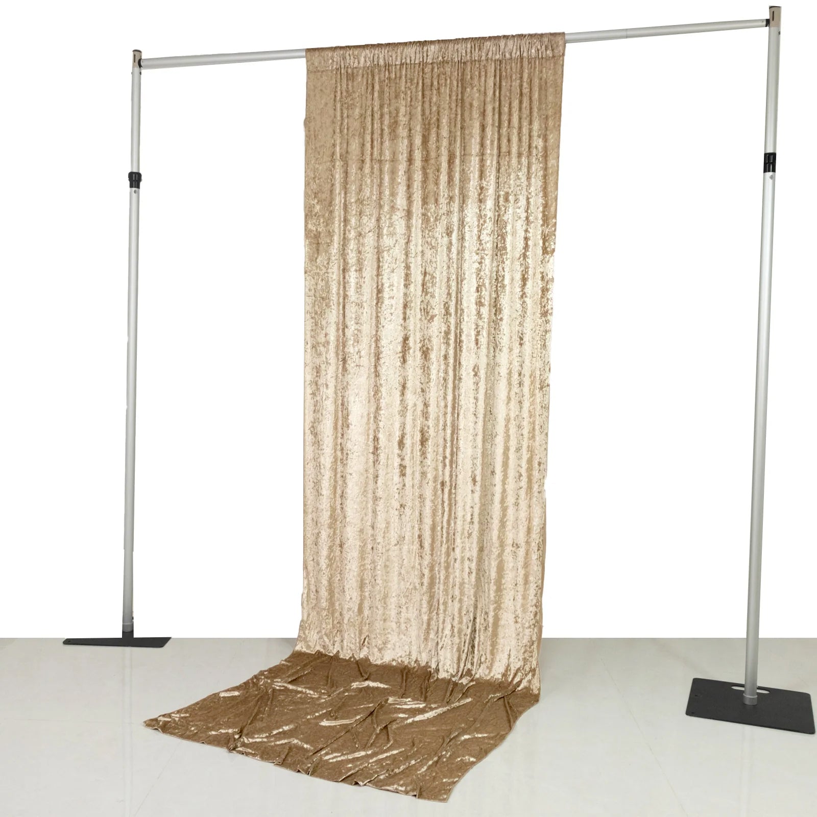 Beige Crushed Velvet Backdrop Curtain – 5ft x 12ft Event Drape with Rod Pocket, Privacy Panel for Photo Booths & Events