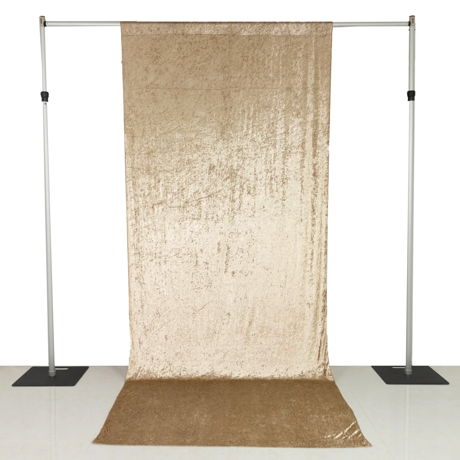 Beige Crushed Velvet Backdrop Curtain – 5ft x 12ft Event Drape with Rod Pocket, Privacy Panel for Photo Booths & Events