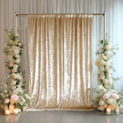 Beige Crushed Velvet Backdrop Curtain – 5ft x 12ft Event Drape with Rod Pocket, Privacy Panel for Photo Booths & Events