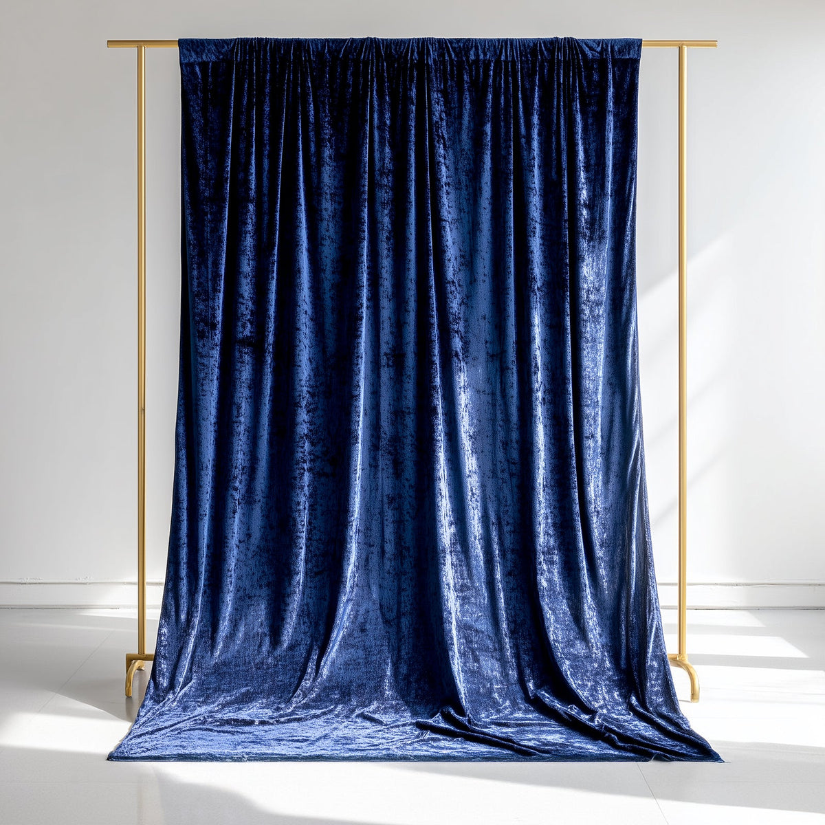 Navy Blue Crushed Velvet Backdrop Curtain – 5ft x 12ft Event Drape with Rod Pocket, Privacy Panel for Photo Booths & Events