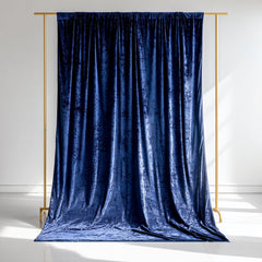 Navy Blue Crushed Velvet Backdrop Curtain – 5ft x 12ft Event Drape with Rod Pocket, Privacy Panel for Photo Booths & Events