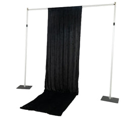 Black Crushed Velvet Backdrop Curtain – 5ft x 14ft Event Drape with Rod Pocket, Privacy Panel for Photo Booths & Events