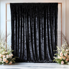 Black Crushed Velvet Backdrop Curtain – 5ft x 14ft Event Drape with Rod Pocket, Privacy Panel for Photo Booths & Events