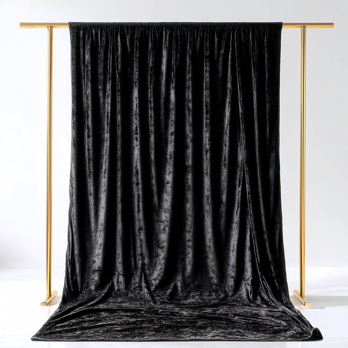 Black Crushed Velvet Backdrop Curtain – 5ft x 14ft Event Drape with Rod Pocket, Privacy Panel for Photo Booths & Events