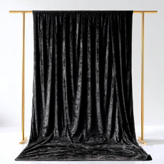 Black Crushed Velvet Backdrop Curtain – 5ft x 14ft Event Drape with Rod Pocket, Privacy Panel for Photo Booths & Events