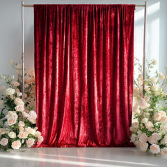 Red Crushed Velvet Backdrop Curtain – 5ft x 14ft Event Drape with Rod Pocket, Privacy Panel for Photo Booths & Events