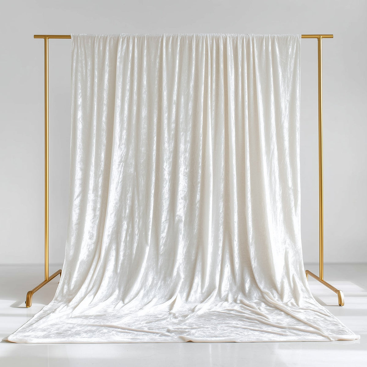 White Crushed Velvet Backdrop Curtain – 5ft x 14ft Event Drape with Rod Pocket, Privacy Panel for Photo Booths & Events