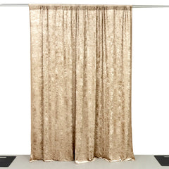 Beige Crushed Velvet Backdrop Curtain – 8ft x 8ft Event Drape with Rod Pocket, Privacy Panel for Photo Booths & Events