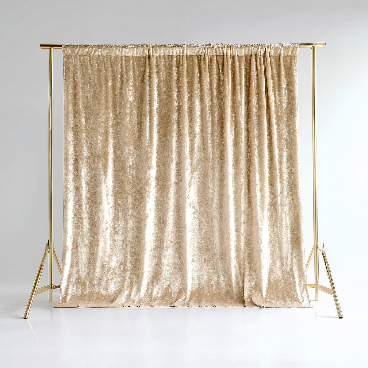 Beige Crushed Velvet Backdrop Curtain – 8ft x 8ft Event Drape with Rod Pocket, Privacy Panel for Photo Booths & Events